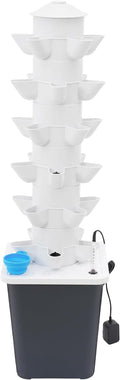Garden Hydroponics Vertical Growing System Kit 30 Hole Hydroponic Grow Tower with Water Level Gauge and 2.64-Gallon Water Tank Indoor Garden Tower for Lettuce (White30Hole)