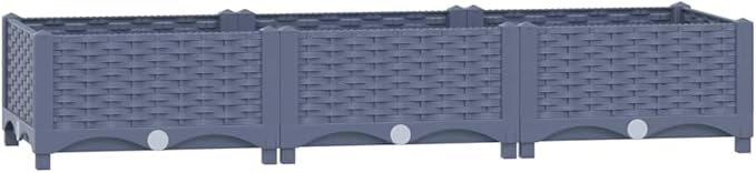 Raised Garden Bed Blue Grey Polypropylene 47.2 x 15.7 x 9.1 in Planter Box Durable Outdoor Raised Beds for Gardening Patio Balcony