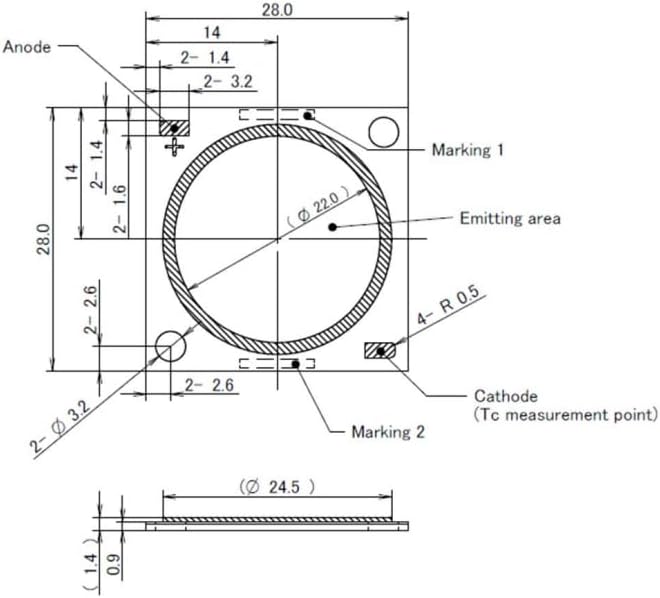 5X Pack CLU048-1212C4-503M2M2-F1 5000K 80CRI COB LED Chip Module max. 116.8W Version 6 500-2760mA 28x28mm. Projector Spotlight Horticultural Grow Light. Replacement for Cree CXB3590