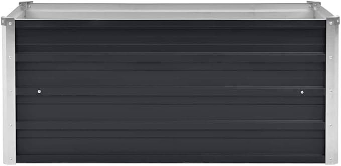 vidaXL Garden Raised Bed Galvanised Steel Rectangular Garden Planter for Flowers and Planters Bottomless Raised Flower Bed Weather-Resistant Anthracite 39.4x15.7x17.7
