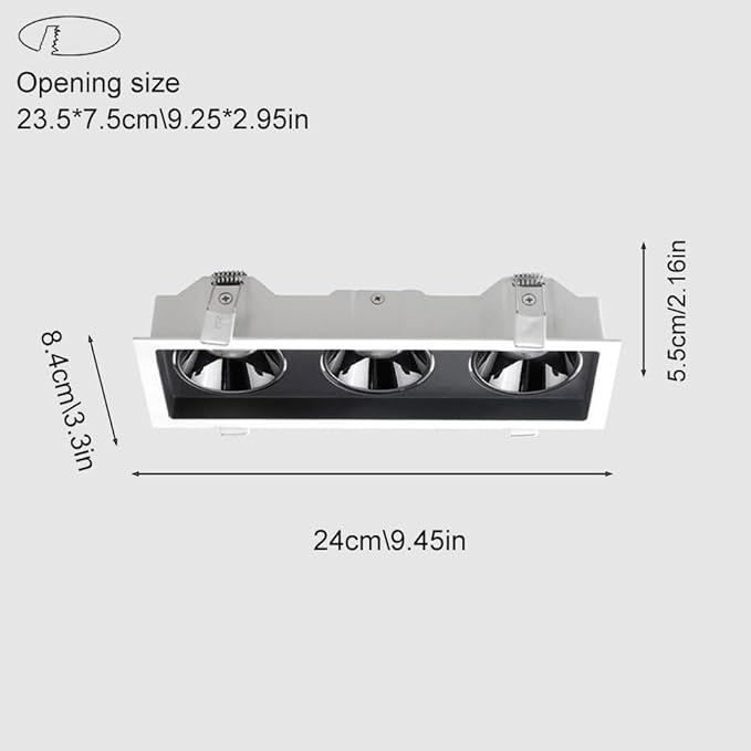 Led Ceiling Spotlight 3 Way Recessed Spotlighting Modern Rectangular Spotslamp Directio l Spotlights Accent for Kitchen Bedroom Hallway Living Room