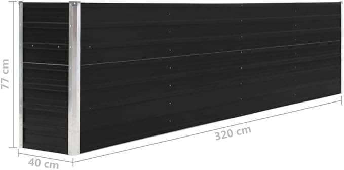 Products for Backyard Patio Balcony Raise Planter Stand Garden Bed Raised Garden Bed 126x15.7x30.3 Galvanised Steel Anthracite