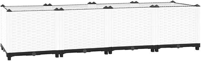 63 White Raised Garden Bed Large Square Planter Box 15 Deep Polypropylene Outdoor Herb Flower Boxes for Patio Balcony Garden