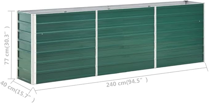 SKM Garden Raised Bed Galvanised Steel 240x40x77 cm Green (Weight-15KG)