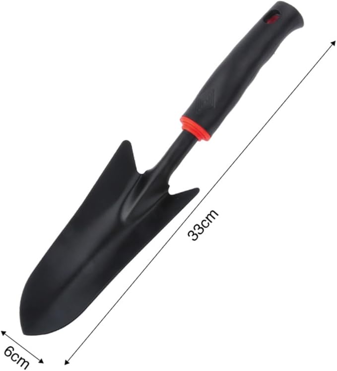 6-Piece Garden Tool Set Black Plastic Handle Iron Wide Shovel and Mini Rake for Home Gardening Balcony and Potted Plants Anti-Skid Design Multi-Functional Hoeing Rake Accessories