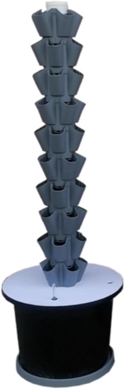 Hydroponics Growing System Tower Garden Vertical Hydroponic System Automatic Water Circulation Increased Oxygen Capacity for Fruits Vegetables(Gray10 Layers)