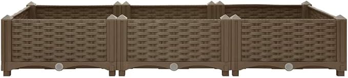 Raised Garden Bed 47.2x15.7x9.1 Polypropylene Planter Box for Outdoor Plants Durable Brown Gardening Solution