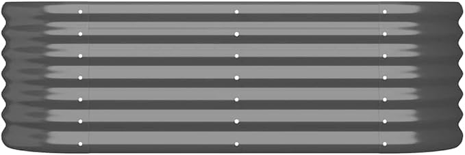 Oval Planter Box Anthracite 44.9 x 44.9 x 14.2 in Powder-Coated Steel for Outdoor Garden Raised Bed Modern Herb Planter Patio Container for Vegetables Flowers