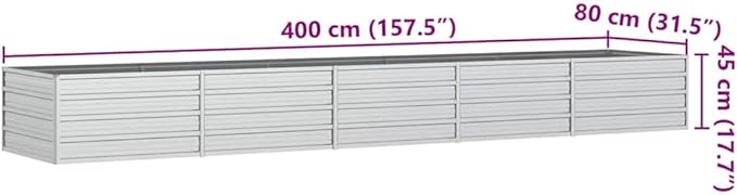 Silver Galvanized Steel Raised Garden Bed 157.5 x 31.5 x 17.7 Inch Outdoor Planter Durable Metal Garden Beds for Vegetables Flowers Herbs