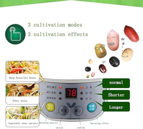 Electric Bean Sprout Maker 2 Layers 1.8L Water Tank Microcomputer Control Automatic Water Cycle for Mung Beans Soybeans Radish Seedlings
