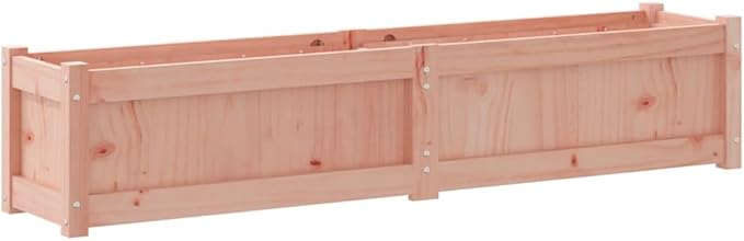 Large Garden Planter Natural Solid Douglas Fir Wood 59.1 inch Rectangular Raised Bed for Outdoor Plants Patio Balcony Durable Wood Planter Box
