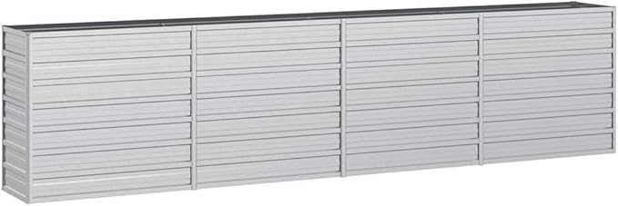 Large Garden Raised Bed Silver Galvanized Steel Planter for Outdoor Plants 126x15.7x30.3 Inch Rectangular Garden Bed Easy Assembly Durable for Vegetables