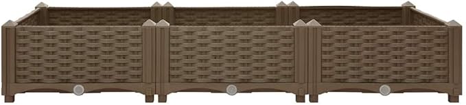 47.2x15.7x9.1 Brown Raised Bed Planter Box Durable Polypropylene Garden Box for Outdoor Patio Balcony Herb Tomato Flower Boxes Easy Assembly