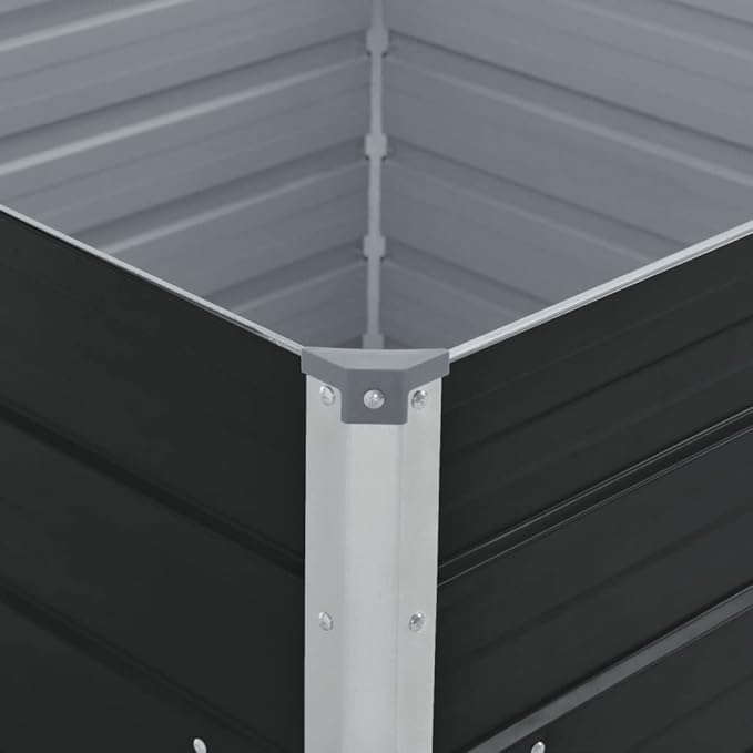 SKM Raised Garden Bed 39.4x39.4x17.7 Galvanised Steel Anthracite