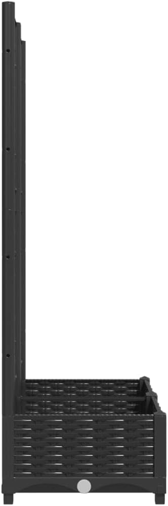 Black Garden Planter with Trellis 31.5x31.5x47.8 in Durable Matte Polypropylene Raised Outdoor Flower Box for Patio Balcony Terrace