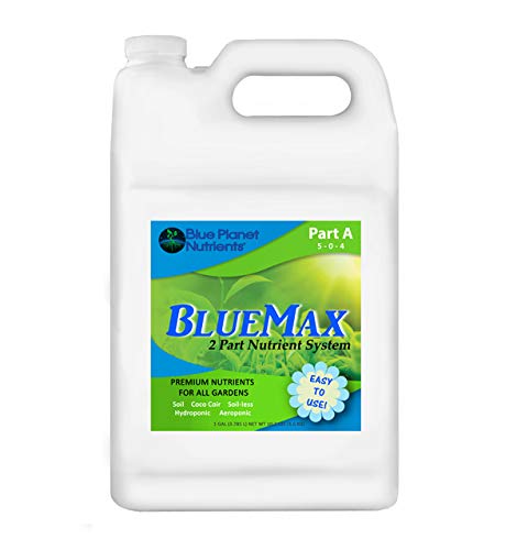 BlueMax Part A Gallon (128 oz) Premium Nutrients for All Gardens! | Grow Flowers Herbs Vegetables Fruit | Soil Hydroponic Aeroponic Coco Coir Soil-Less | Blue Planet Nutrients