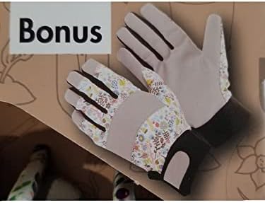 Generic White 4 Piece Aluminum Garden Tool Set and Gloves Floral Printing White Floral Pattern 98858 0