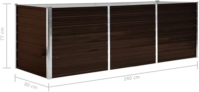 Garden Raised Planter Raised bedsGalvanized PlanterFlower BedTroughMetal PlanterRaised Garden BedBed Brown 94.5x31.5x30.3 Galvanized Steel