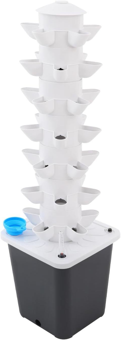 Hydroponic Growing Tower 7 Layers 35 Pods Vertical Garden Kit with Water Pump &amp 2.64Gal Water Tank Hydroponic Tower Growing System for Vegetables Strawberries Herbs Lettuce