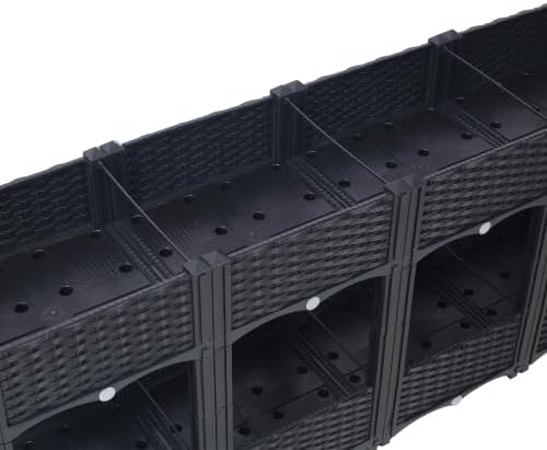 LuckyNote】Planter Raised Beds - Elevated Planter Garden Box with Drainage Plug Raised Garden Beds for Vegetable/Flower/Herb Outdoor Standing Planter Beds Gardening Kit63x15.7x27.7 (Black)