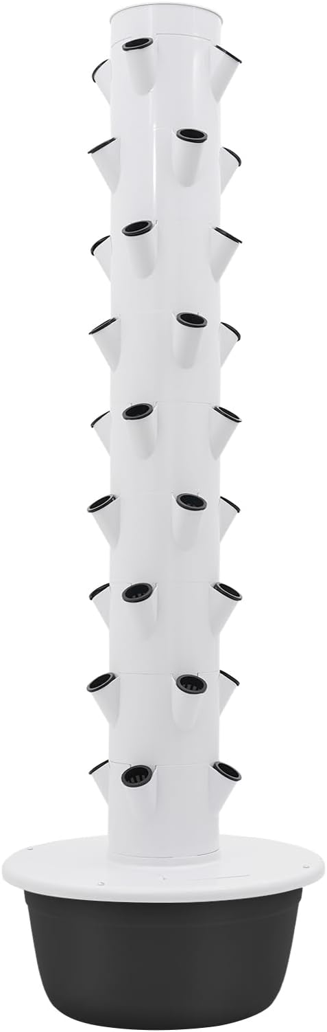 Hydroponics Growing Tower 9-Lay 36-Spots Hydroponic Indoor Vertical Garden Kit with Loop Timer and Submersible Pump Growing Tower for Fruits Flowers &amp Vegetables (Black)