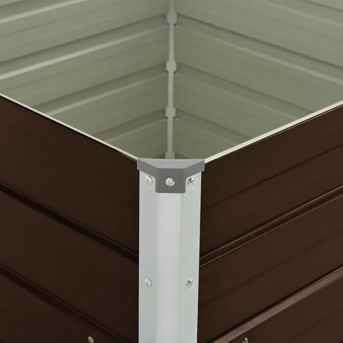 SKM Raised Garden Bed Brown 100x100x77 cm Galvanised Steel (Weight-10KG)