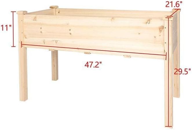 Raised Garden Bed Wood Patio Elevated Planter Box Kit with Stand for Outdoor Backyard Greenhouse