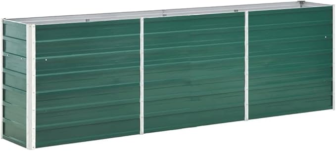 Outdoor Garden Raised Bed Galvanized Steel Metal Outdoor Garden Raised Planter Box for Flowers Vegetables Fruits Herbs Green 94.5x15.7x30.3