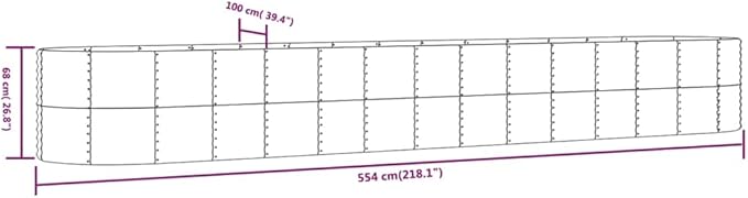 YAFF Raised Garden Bed - Large Metal Planter Box for Vegetables Outdoor Planter Boxes Kit Galvanized Steel Gray 218.1x39.4x26.8 Powder-Coated Steel
