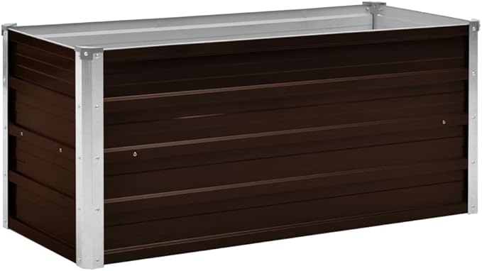Outdoor Raised Garden Bed Deep Root Box Planter Galvanized Steel Planter Box for Planting Outdoor Plants Vegetables Brown 39.4x15.7x17.7