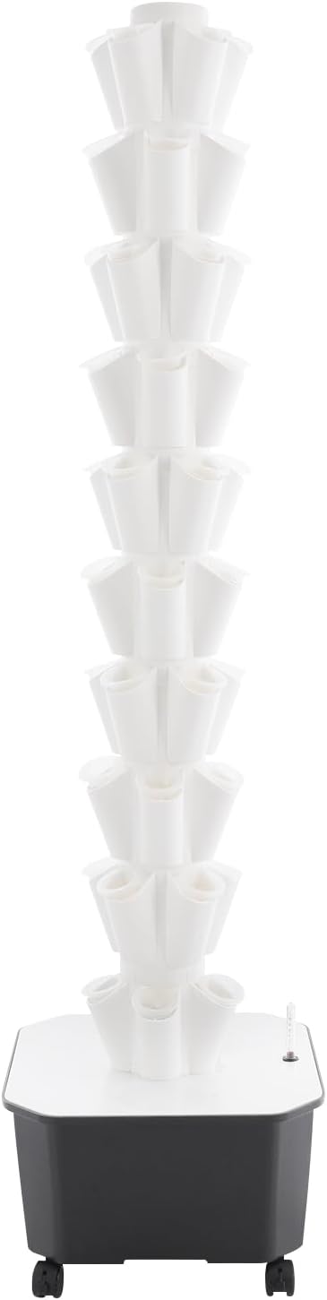 Hydroponic Growing Kit 10 Layer 50 Planting Point Hydroponic Grow Tower 25L Water Tank Capacity Vertical Tower Planter Germination Kit Hydroponics Growing System for Garden Office Balcony