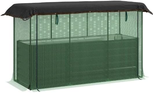 Galvanized Steel Raised Garden Bed with Crop Cage &amp Shade Cloth Complete Plant Protection System for Vegetables Herbs and Flowers Rust-Resistant Planter Box