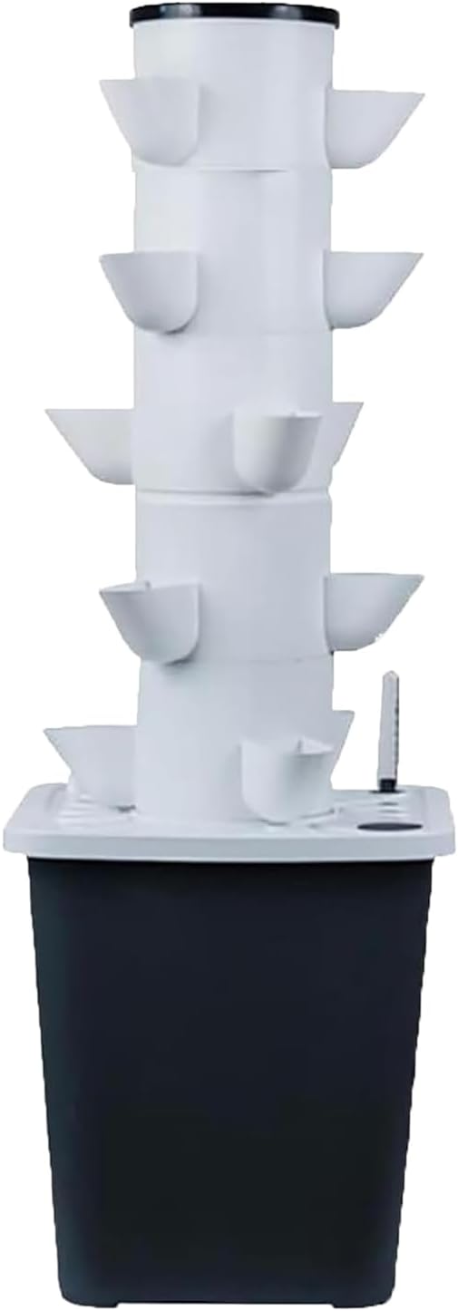 30 Tower Garden Hydroponic Growing System Kit for Herbs2/3/4/5/6 Layer Indoor Vertical System with Self-Watering Tank Space-Saving Aeroponic Planter for Vegetables (5 layers/25 Holes)