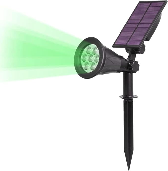 Solar Landscape Lights 7 LED Solar Spotlights 2 in 1 Waterproof Security Light Solar Lights Outdoor (Green)