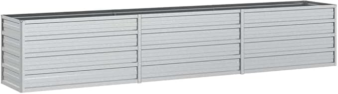 Large Galvanized Steel Raised Garden Bed Rectangular Silver Planter for Outdoor Plants Durable Metal Garden Bed for Vegetables Herbs Flowers 94.5 x 94.5 x 17.7 in