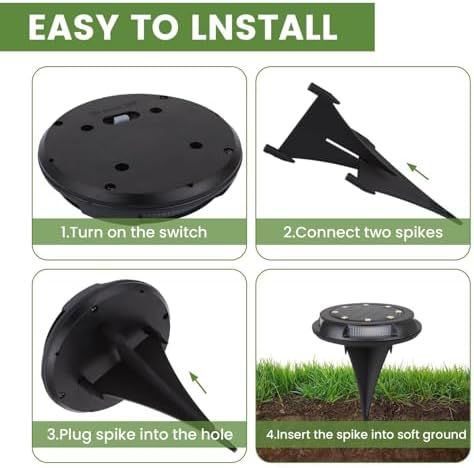 8PCS Solar Outdoor Lights IP65 Waterproof LED Landscape Lighting Rechargeable 500mAh 0.2W Solar Panel Warm White Glow for Garden Pathway Decoration