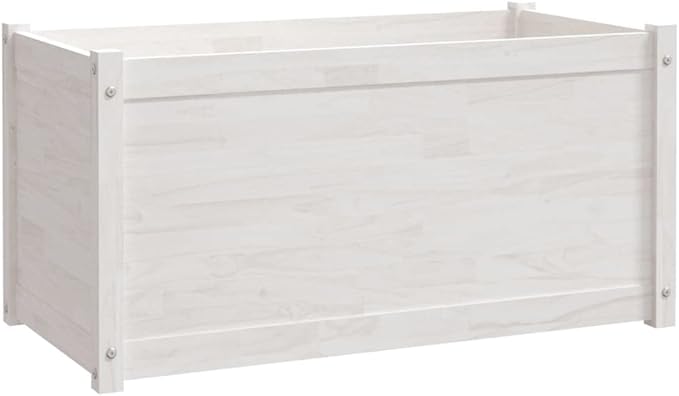 2pcs Wooden Garden Planter Box Outdoor Raised Garden Bed Garden Yard Wood Box for Vegetables Flowers Herbs and Succulents White 39.4x19.7x19.7 Solid Wood Pine