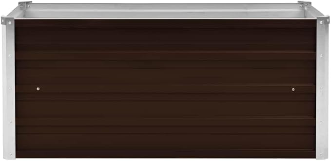 Galvanized Steel Raised Garden Bed 39.4 x 39.4 x 17.7 in Brown Rectangular Planter Box with Open Bottom Durable Outdoor Planter for Vegetables Herbs Flowers on Patio Balcony Yard