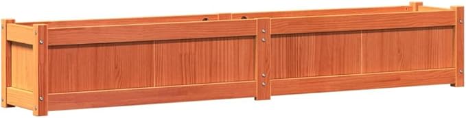 Garden Planter Set of 2 Waxed Brown Solid Pine Wood Large 70.9x70.9x12.2 inch Outdoor Raised Garden Bed for Vegetables Flowers Herbs