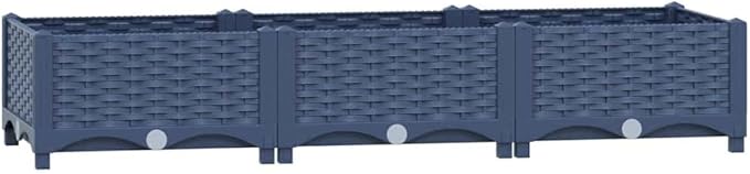 vidaXL Rectangular Gray Raised Bed - Spacious Durable Polypropylene Construction for Outdoor Use - Perfect for Planting Flowers Herbs &amp Vegetables