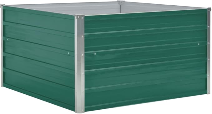 Square Galvanized Steel Raised Garden Bed Outdoor Metal Raised Garden Bed Planter Box for Gardening Vegetables 39.4x39.4x17.7 Galvanized Steel Green-112