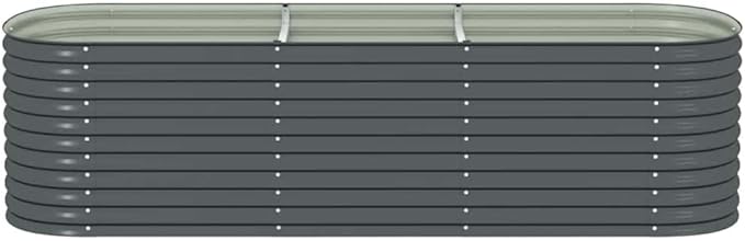 Large Galvanized Steel Raised Garden Bed 126 x 126 x 31.9 in Modern Grey Planter Box for Vegetables Herbs Flowers Outdoor Patio Yard