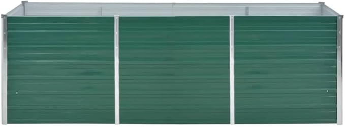 Garden Raised Bed Galvanized Steel 94.5x31.5x31.3 Green