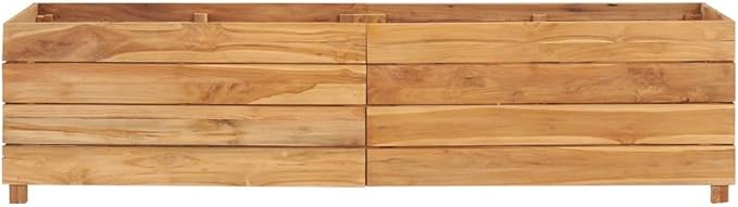 vidaXL Raised Bed Raised Planting Bed Garden Grow Bags Herb Flower Vegetable Plants Bed Rectangle Planter 59.1x15.7x28.3 Solid Wood Teak and Steel