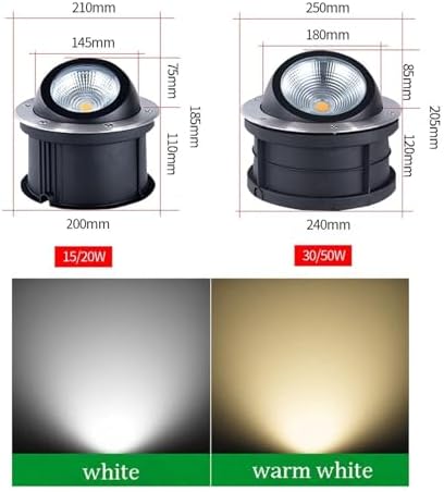 COB LED Landscape Lights - Waterproof IP65 Outdoor Recessed Spotlights Adjustable Tilt-Head Garden Wall Washers AC85-110V Lighting for Lawns &amp Pathways