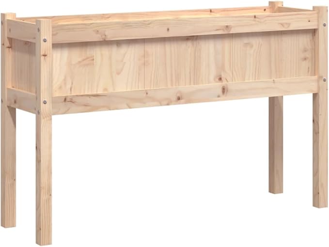 Garden Planter Natural Wood Solid Pine Wood Large Rectangular Raised Bed for Outdoor Plants Oiled Finish 43.3 x 27.6 Inch