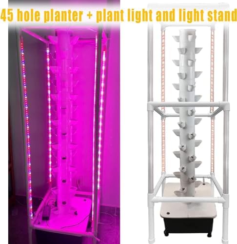 Hydroponics Growing SystemHydroponics Growing Sys with LED Grow Light - 45 Holes Garden Planter Vertical Tower for Germination Aeroponics Kit