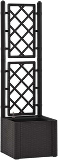 vidaXL Garden Raised Bed with Trellis Raised Bed for Flowers and Plants Self Watering Planter with Water Level Indicator Outdoor and Indoor Use Anthracite PP