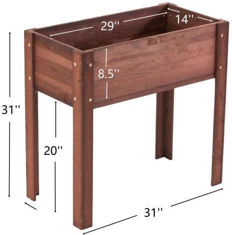 48x24x30 inch Raised Garden Bed with Legs Elevated Wooden Planter Box for Outdoor Plants Flowers Fruits Vegetable Herb Growing. (31 * 16 * 30 Brown)