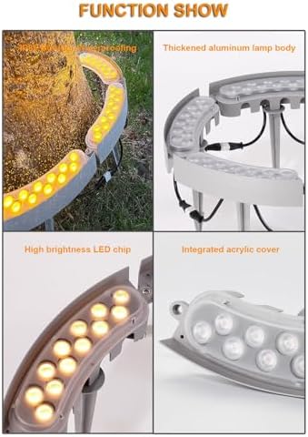 Outdoor Landscape Spotlights Solar Lights OutdoorLED Yard Lighting Uplight Landscape SpotlightsRing Tree LightEasy to Assemble (White Light Pack of 6)